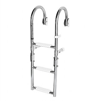 Katlanabilir Krom Tekne Merdiveni 3 Basamaklı 30x80cm - LHR